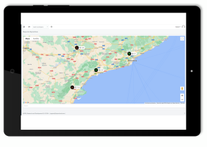 Mapa de depósitos conectados a un software.